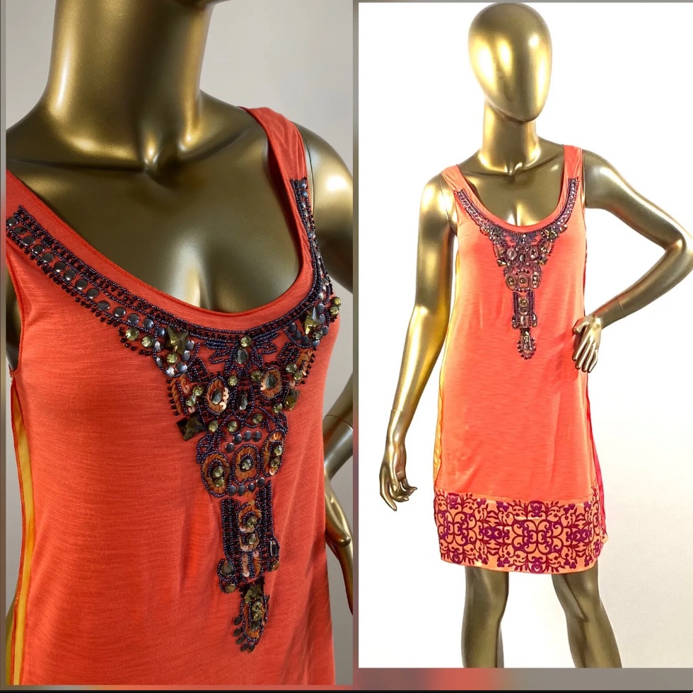 Hale Bob Embellished Dress Sz S Excellent